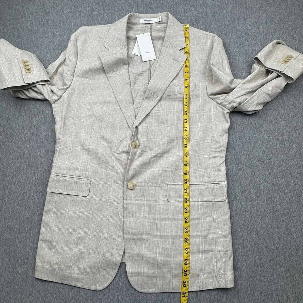 Banana Republic Tailored Fit Sport Coat Blazer Sz 42R Linen Beige Glen Check New